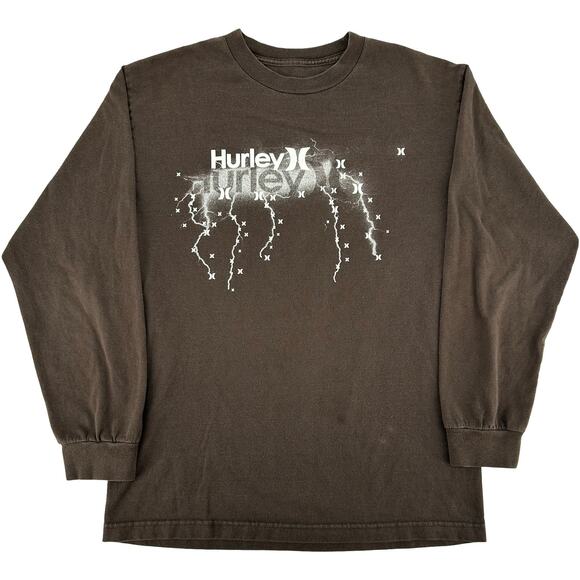 Hurley Other - Vintage y2k Men's Brown White Hurley Lightning Bolts Long Sleeve Shirt Sz M